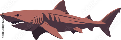 Stylized vector image of a shark on a black background depicting marine life