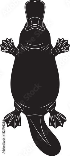 Elegant Platypus Silhouette Design Symbolizing Australian Wildlife Conservation and Unique Biodiversity ideal for Logos and Branding