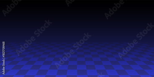 Checkered texture 3d background. Abstract blue-black checkered background. Vector