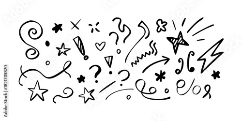 Hand drawn comic style doodle of a white question mark