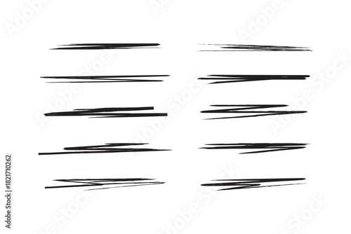 Hand drawn strokes, underlines, wave brush marks. Vector set isolated on white background. brush doodle line set in black. eps10