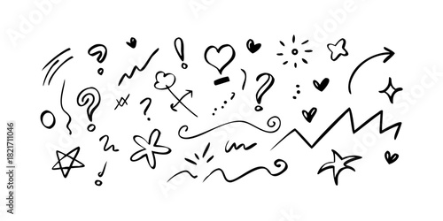 Hand drawn black doodle comic style man thinking vector