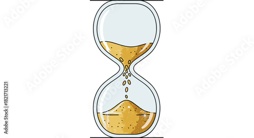 Illustration of a sand timer with golden sand falling through a narrow passage