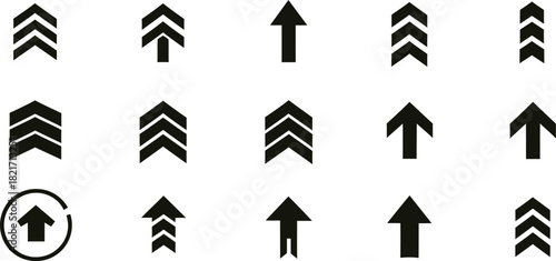 Collection of arrow icons pointing upwards in various styles