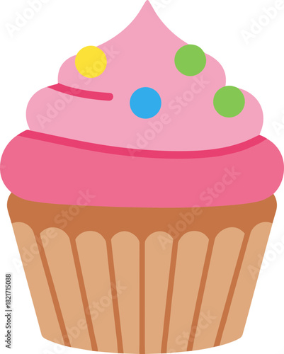Delightful cupcake with pink frosting and colorful sprinkles for sweet moments design