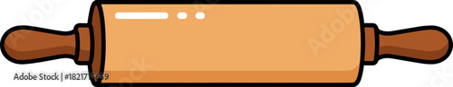 Illustration of a classic wooden rolling pin for baking dough and cooking preparation