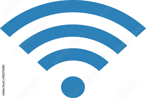 Illustration showcasing a stylized vibrant blue wireless signal icon over a stark black background