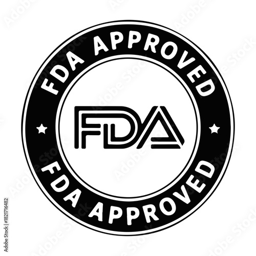 Fda approved stamp graphic symbolizing regulatory compliance and product safety assurance vector