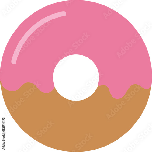 Pink frosted donut illustration with chocolate base perfect for pastry shop menu design
