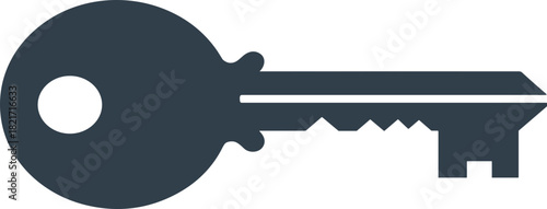Simple classic key illustration on black background representing security access solution