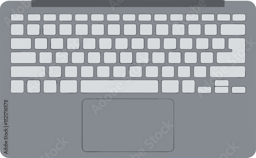 Sleek digital workspace: A contemporary minimalist gray laptop keyboard and touchpad