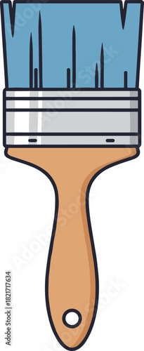 Stylized Paintbrush Illustration Depicting Artistic Craft and Home Improvement Tool