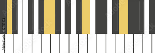Stylized piano keyboard illustration showcasing musical keys and minimalist aesthetic