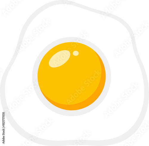 Stylized sunny side up egg depiction against stark black backdrop with bright yellow yolk