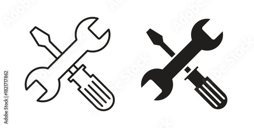 Spanner & screwdriver icon Isolated flat vector in outline collection on white background