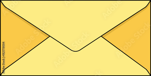 Stylized vector illustration of a closed yellow envelope with black outline  and geometrical flaps