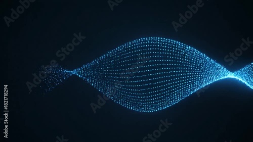 Abstract Blue Wavy Dot Pattern Against Dark Background with Soft Lighting Flowing Dots Creating Digital Effect Design Futuristic Concept Visual