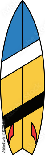 Vibrant surfboard illustration embodying summer adventures and coastal lifestyle with bold colors