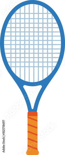 Vibrant vector tennis racket on black background symbolizing competitive games and leisure