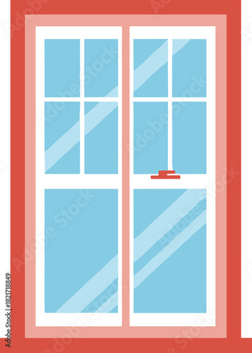 A charming window illustration with light blue panes providing a glimpse of serenity and openness