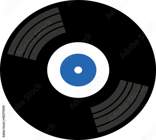 A minimalist record design evokes classic audio culture through geometric shapes and contrasting