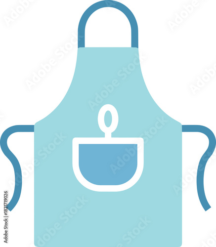 A Simple Blue Apron Illustration Suggesting Cooking Home Economics or Restaurant Work Design