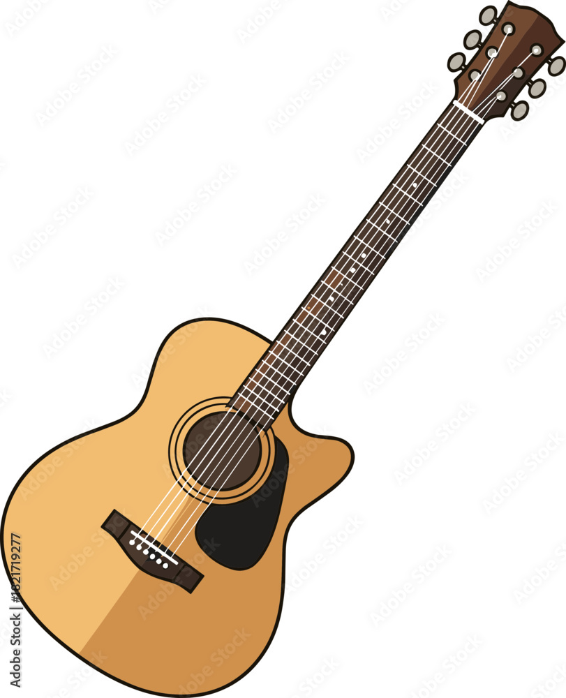 Fototapeta premium Acoustic guitar against black backdrop showcasing musical artistry and instrument craftsmanship