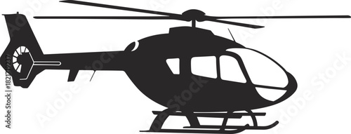Abstract silhouette of a helicopter against a dark background evoking movement and transport