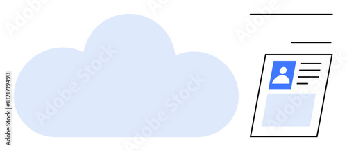 Cloud storage concept. Cloud storing identity data securely, enabling safe remote access. Cloud supporting digital identity management and data synchronization. For IT, software, security