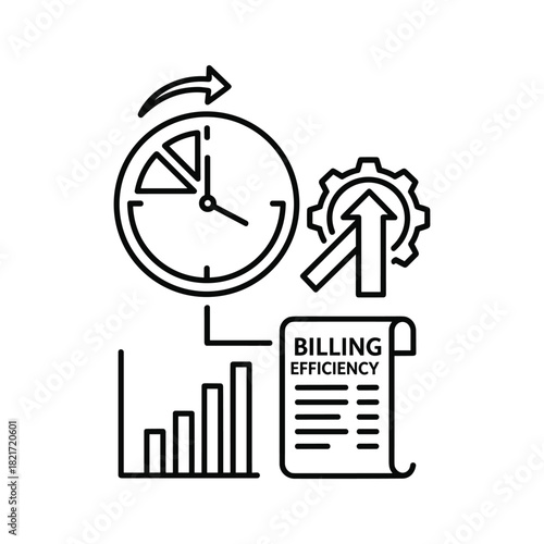 Line icon concept for improving billing efficiency and time management