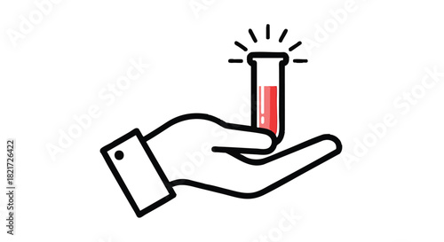 Hand Holding Test Tube with Glowing Red Liquid Symbolizing Innovation and Scientific Discovery for Medical Research and Pharmaceutical Development on White Background