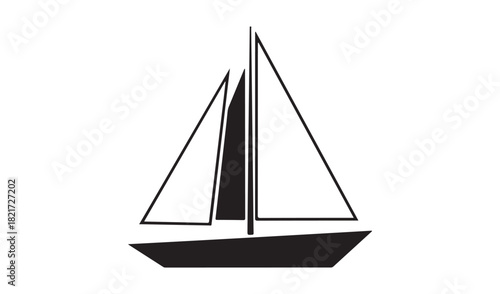 Simple silhouette of a sailboat with two masts and sails