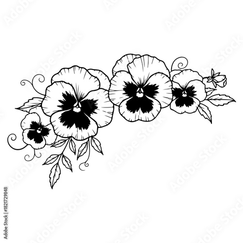 Pansy flower border clip art