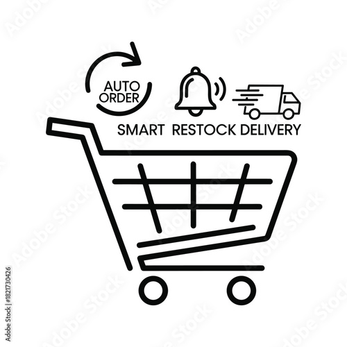 Smart restock delivery and auto order concept icon isolated on