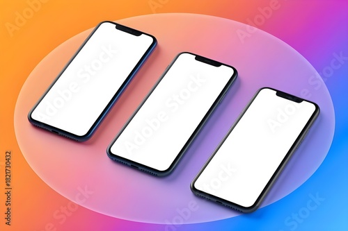 Smartphone mockup on colorful gradient background