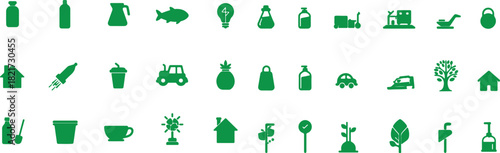 Eco Lifestyle & Green Habits Icon Set