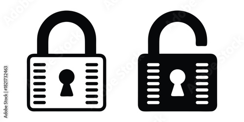 Closed and open padlock icons representing security, privacy, and access control
