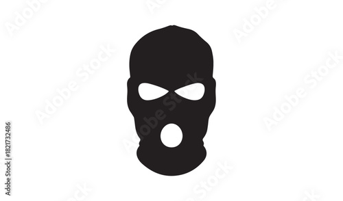 Black silhouette of a ski mask icon on white background