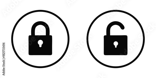 Closed and open padlock icons representing security and access control