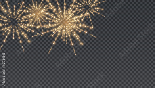 New Year's festive fireworks on a transparent background