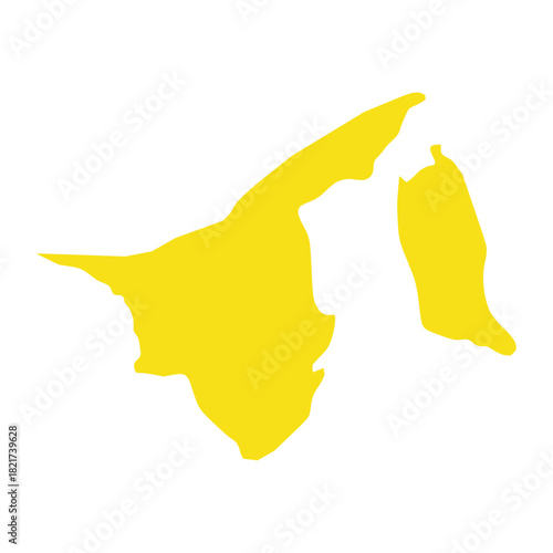 Brunei Darussalam yellow silhouette map. Brunei Darussalam map vector. Brunei Darussalam map on white background
