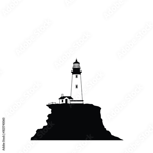 Iconic lighthouse silhouette standing tall on a rugged coastal cliff