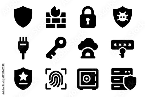Cyber encryption vault secure key vector defense cable scan icon padlock icons