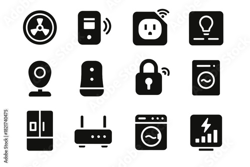 Vector icon home motion energy smart refrigerator security usage control washing
