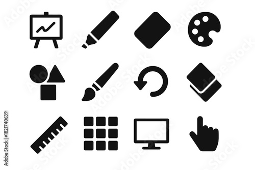 Digital ruler drawing icon tool layers whiteboard undo geometric arrow grid icons