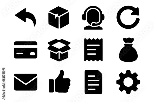 Headset broken open refund parcel refunds customer vector box returns settings icon