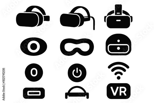 Logo vr vector foam wired icon headset strap icons jack lens audio