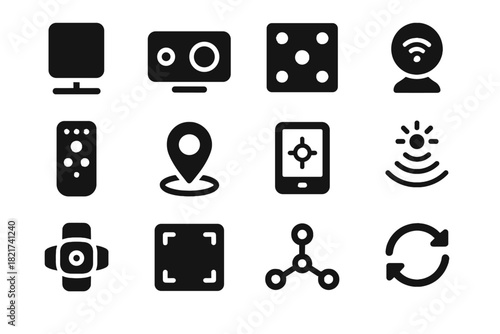 Sensor beam sync icon tracker camera emitter tracking vector vr icons base