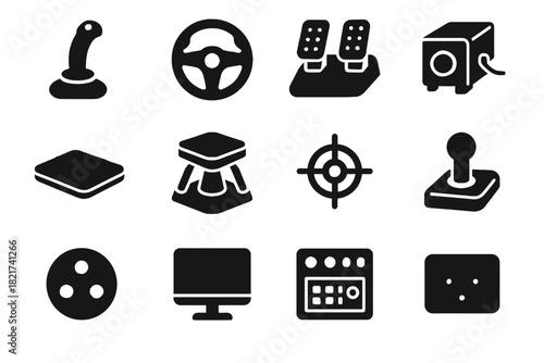 Steering control marker simulation vector force training vr icon panel pedal button