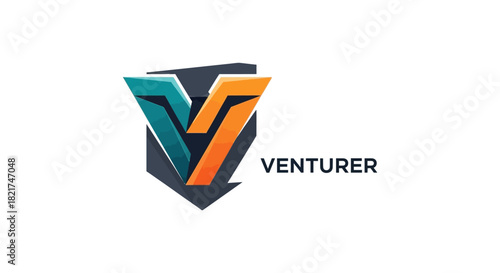 Minimalist Venture V Monogram Logo Design